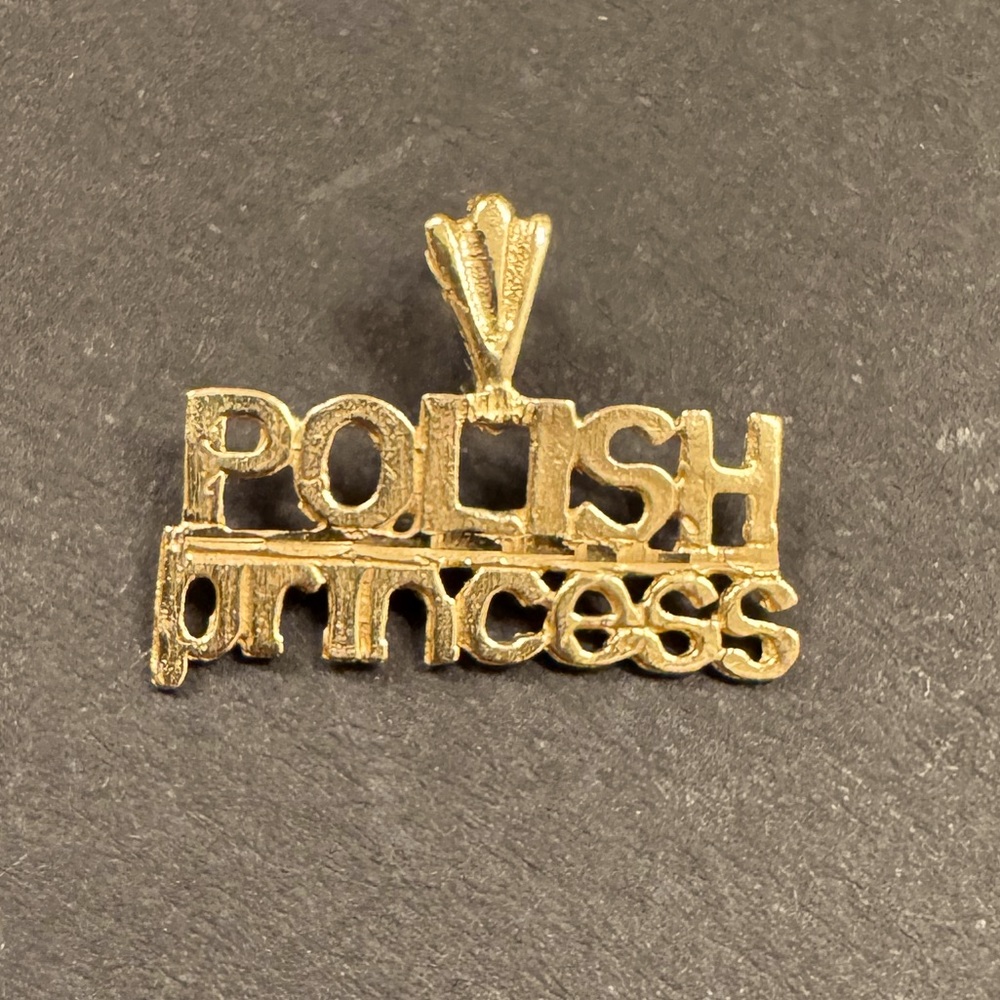 14 K Solid Gold Polish Princess Pendant